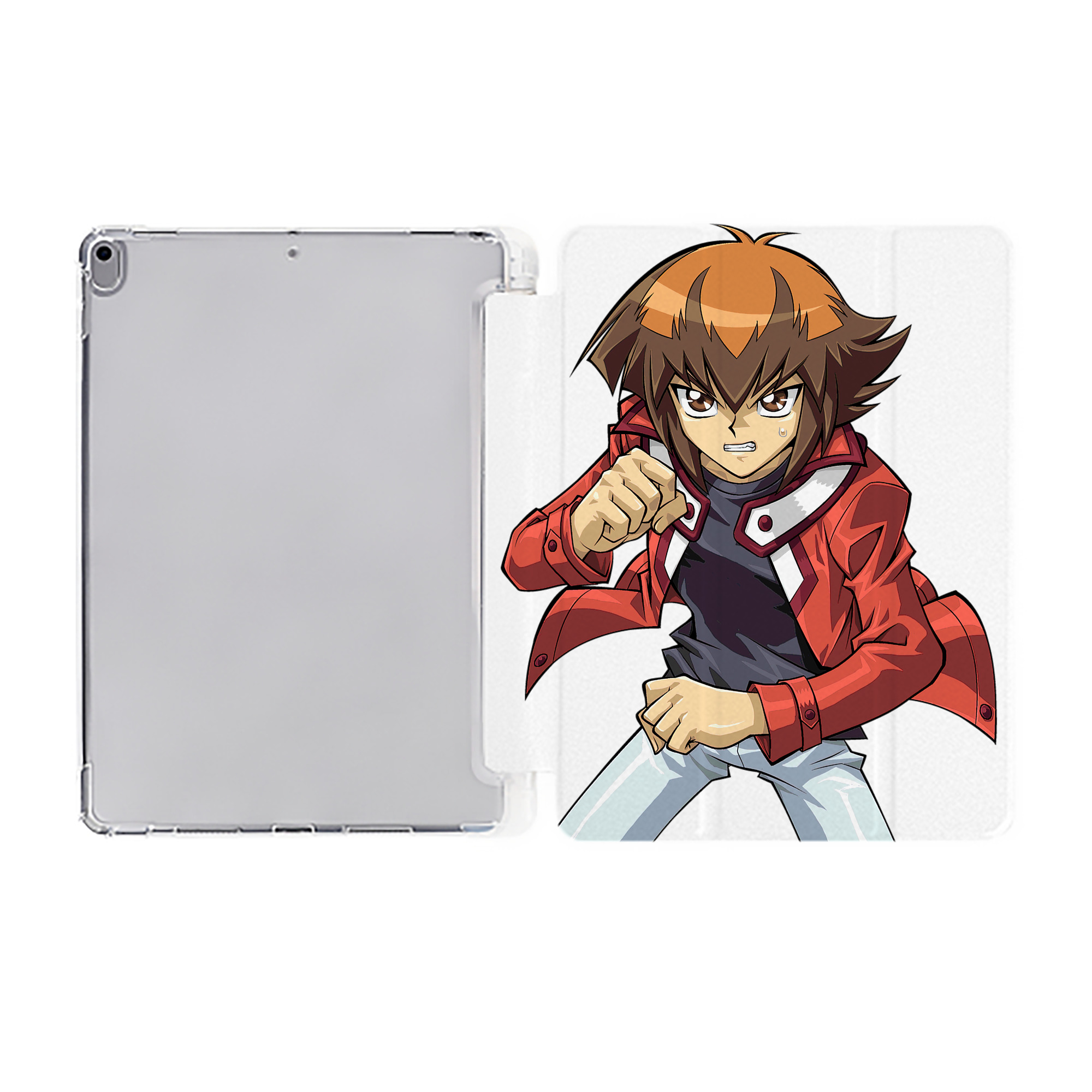 （画像用） 遊☆戯☆王 Yu-Gi-Oh! IPad ケース ペン収納付き 三つ折りスタンド PUレザー×シリコン 対応機種9.5/10.5/10.9インチ
